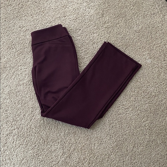 NY&Co Plum / Burgundy High Waisted Straight Leg Whitney Pull-On Pants - Picture 2 of 9